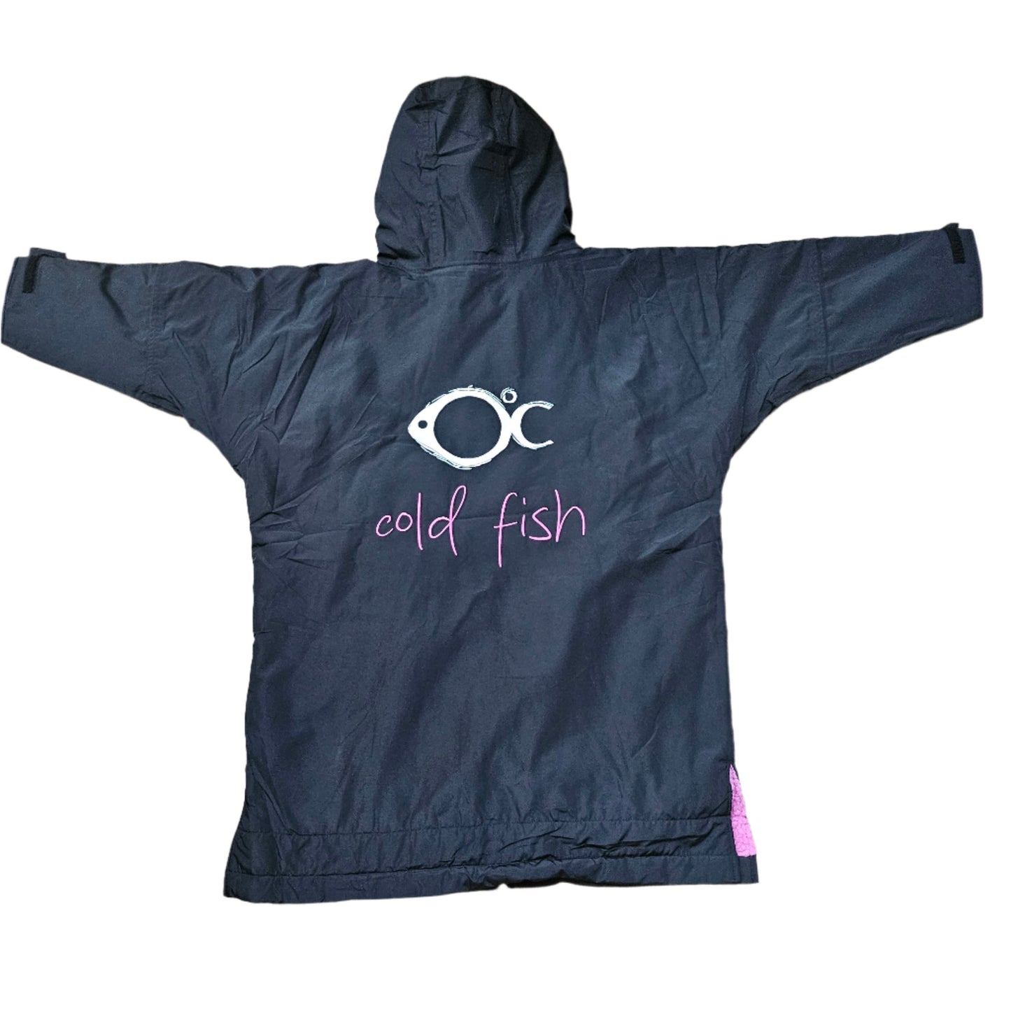 Cold Fish Cold water Swimming Dipping Surfing Changing Robe Black Hot Pink Adult