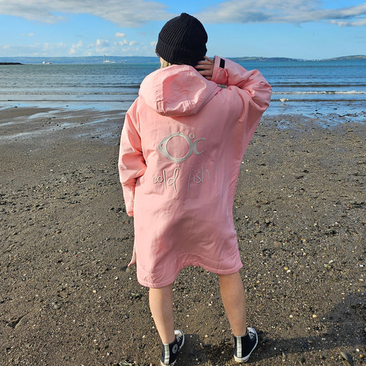 Cold Fish Cold water Swimming Dipping Surfing Changing Robe Baby Pink Ivory Adult