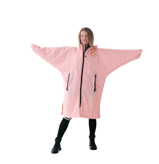 Cold Fish Cold water Swimming Dipping Surfing Changing Robe Baby Pink Ivory Adult