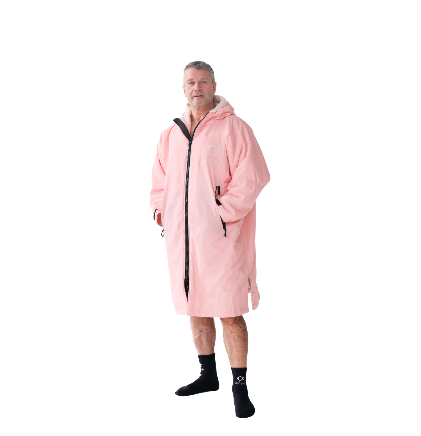 Cold Fish Cold water Swimming Dipping Surfing Changing Robe Baby Pink Ivory Adult